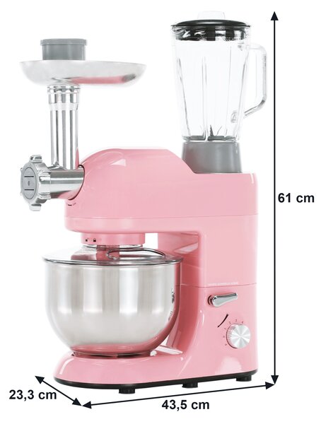 TEMPO-KONDELA KANTE, kuchyňský robot, 1800 W, 5 l, růžová / chrom