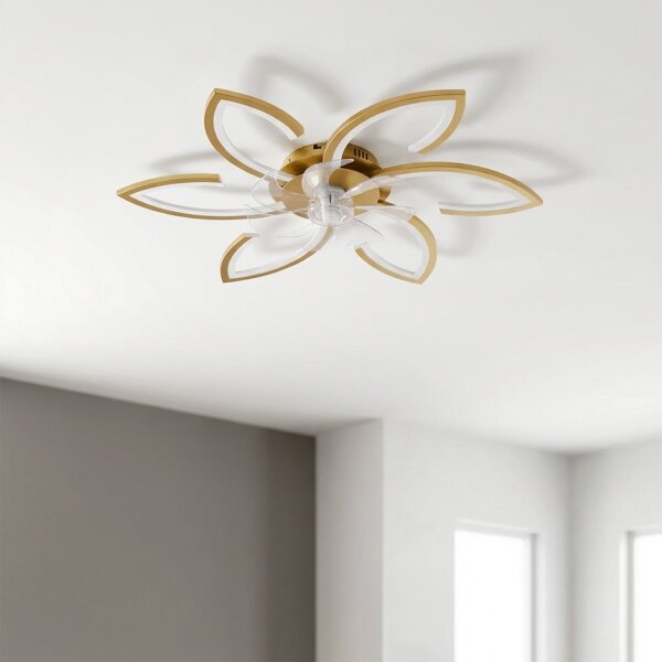 Brilagi - LED Stmívatelný stropní ventilátor LED/34W/230V pr. 78 cm zlatá + DO