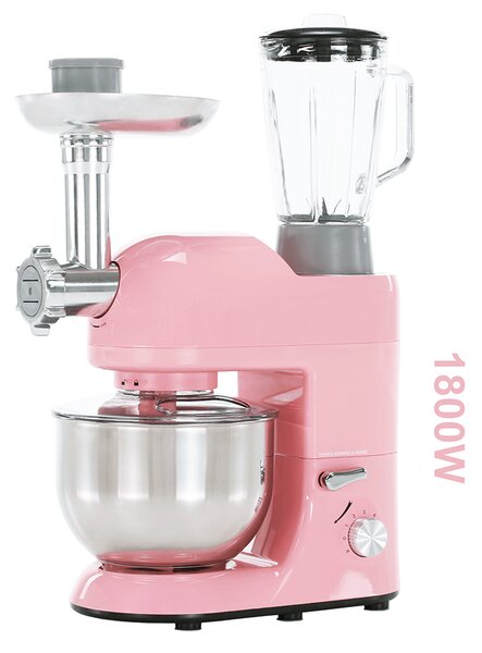 TEMPO-KONDELA KANTE, kuchyňský robot, 1800 W, 5 l, růžová / chrom