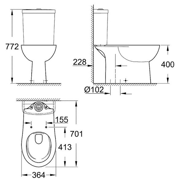 Grohe Bau Ceramic kompaktní záchodová mísa bílá 39429000