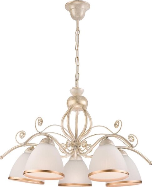 Brilagi - LED Lustr na řetězu ANTICO 5xE27/60W/230V 3000K bílá patina
