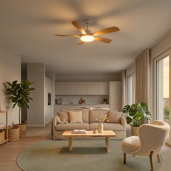 Brilagi - LED Stmívatelný stropní ventilátor LED/34W/230V 132 cm bílá/hnědá + DO