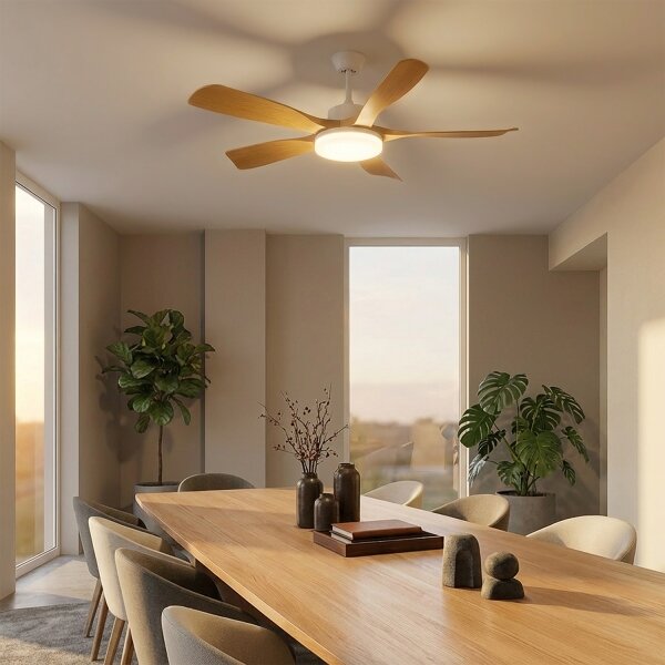 Brilagi - LED Stmívatelný stropní ventilátor LED/34W/230V 132 cm bílá/hnědá + DO