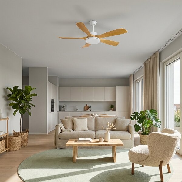 Brilagi - LED Stmívatelný stropní ventilátor LED/34W/230V 132 cm bílá/hnědá + DO