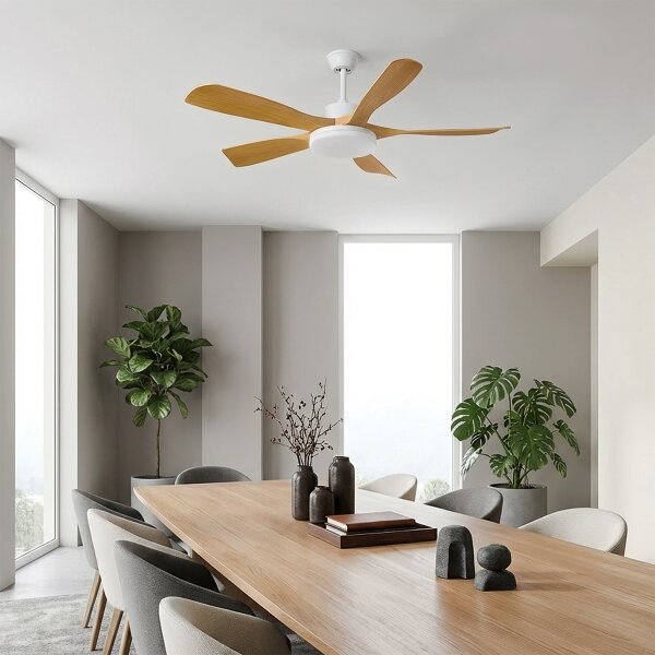 Brilagi - LED Stmívatelný stropní ventilátor LED/34W/230V 132 cm bílá/hnědá + DO
