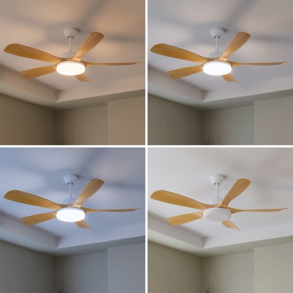 Brilagi - LED Stmívatelný stropní ventilátor LED/34W/230V 132 cm bílá/hnědá + DO