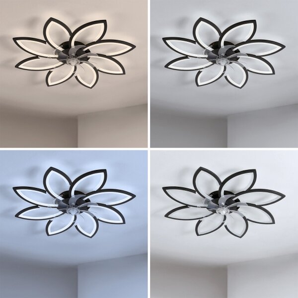 Brilagi - LED Stmívatelný stropní ventilátor LED/43W/230V pr. 90 cm černá + DO