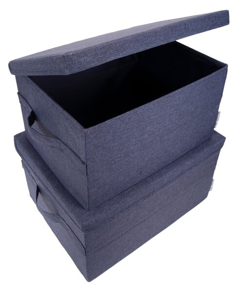 Modrý látkový úložný box s víkem 40x30x22 cm Soft Storage – Bigso