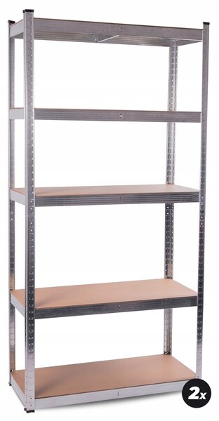 Aga 2x Kovový regál 180x90x40 cm 5 polic