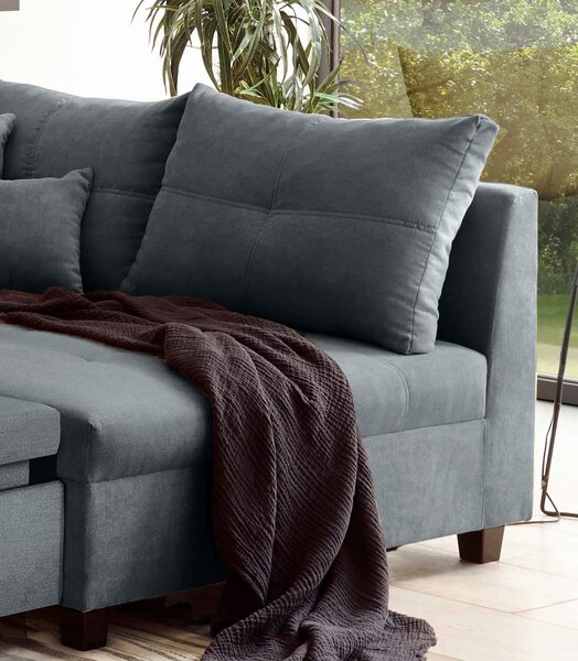 ROHOVÁ SEDAČKA, kompozitní dřevo, textil, antracitová MID.YOU - Sedací soupravy, Online Only
