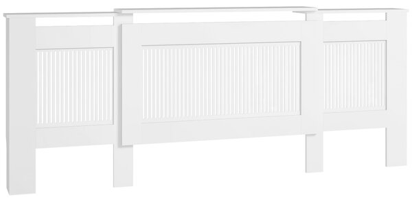 HOMCOM Kryt Radiátoru Rozšiřitelný Kryt Radiátoru se Policemi, Lamely, Kryt Radiátoru 125-201 x 19 x 81,5 cm Bílý | Aosom