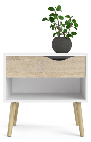Bílý/v přírodní barvě noční stolek Oslo – Tvilum