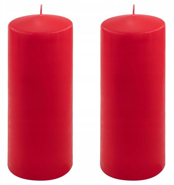 Sada sloupových svíček, 25 cm, Ø 10 cm, červená, 2 kusy