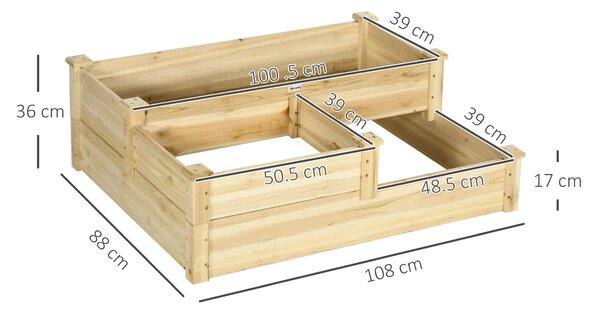 Outsunny Vyvýšený Zahradní Záhon, 3-Tier Rostlinný Záhon, Květinový Zbox, Bylinkový Záhon, Stojan na Rostliny, Květinový Stojan na Balkon, Zahradu, Sm