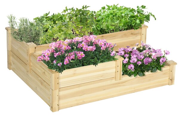 Outsunny Vyvýšený Zahradní Záhon, 3-Tier Rostlinný Záhon, Květinový Zbox, Bylinkový Záhon, Stojan na Rostliny, Květinový Stojan na Balkon, Zahradu, Sm