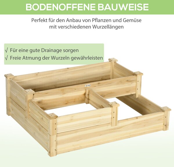 Outsunny Vyvýšený Zahradní Záhon, 3-Tier Rostlinný Záhon, Květinový Zbox, Bylinkový Záhon, Stojan na Rostliny, Květinový Stojan na Balkon, Zahradu, Sm