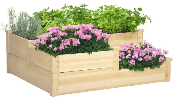 Outsunny Vyvýšený Zahradní Záhon, 3-Tier Rostlinný Záhon, Květinový Zbox, Bylinkový Záhon, Stojan na Rostliny, Květinový Stojan na Balkon, Zahradu, Sm