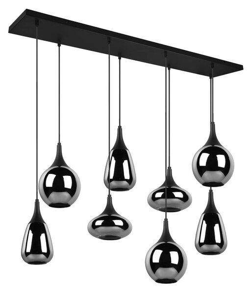 Trio Lighting Závěsné svítidlo Lumina, 8 světel, černá/chrom, sklo, stmívatelný, Černá, Obývací pokoj / jídelna, Sklo
