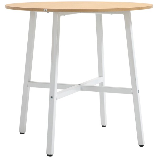 HOMCOM Jídelní stůl pro 4 osoby, kuchyňský stůl moderního designu, ocel, přírodní dřevo, 80 x 80 x 76 cm | Aosom