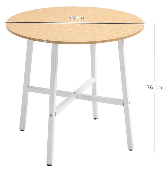 HOMCOM Jídelní stůl pro 4 osoby, kuchyňský stůl moderního designu, ocel, přírodní dřevo, 80 x 80 x 76 cm | Aosom
