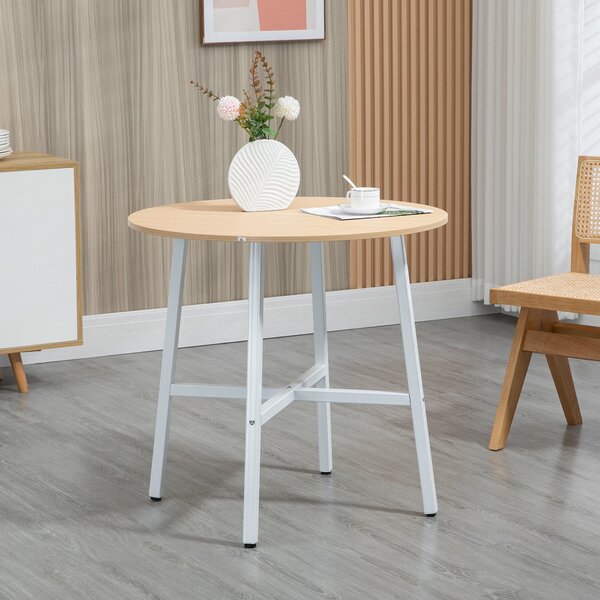 HOMCOM Jídelní stůl pro 4 osoby, kuchyňský stůl moderního designu, ocel, přírodní dřevo, 80 x 80 x 76 cm | Aosom