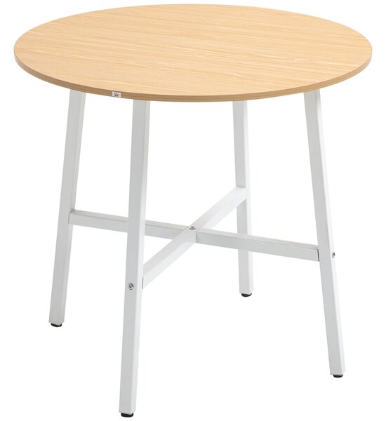 HOMCOM Jídelní stůl pro 4 osoby, kuchyňský stůl moderního designu, ocel, přírodní dřevo, 80 x 80 x 76 cm | Aosom
