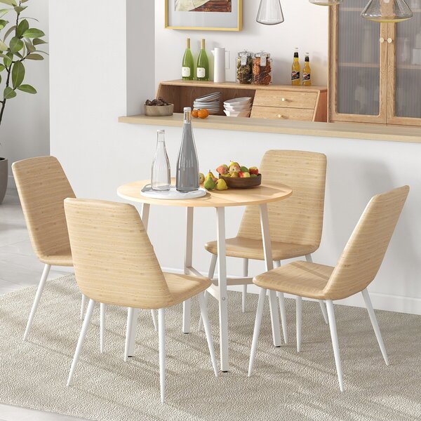HOMCOM Jídelní stůl pro 4 osoby, kuchyňský stůl moderního designu, ocel, přírodní dřevo, 80 x 80 x 76 cm | Aosom