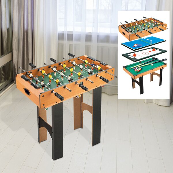HOMCOM 4-v-1 víceúčelový hrací stůl - fotbal, hokej, stolní tenis a kulečník, 92 x 78 x 80 cm | Aosom