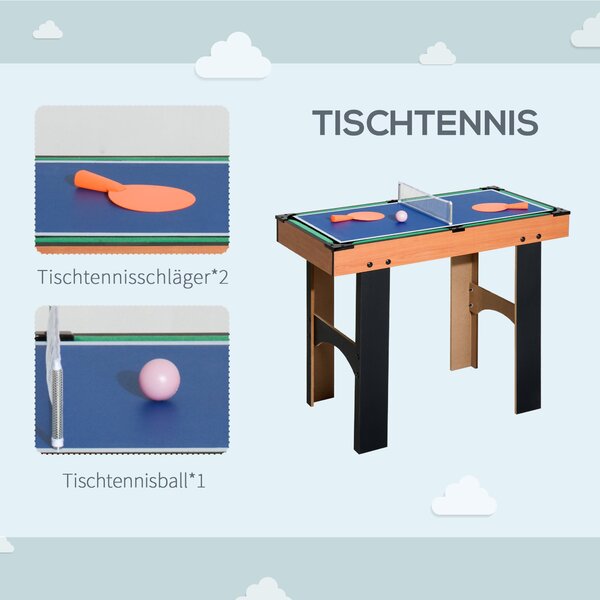 HOMCOM 4-v-1 víceúčelový hrací stůl - fotbal, hokej, stolní tenis a kulečník, 92 x 78 x 80 cm | Aosom