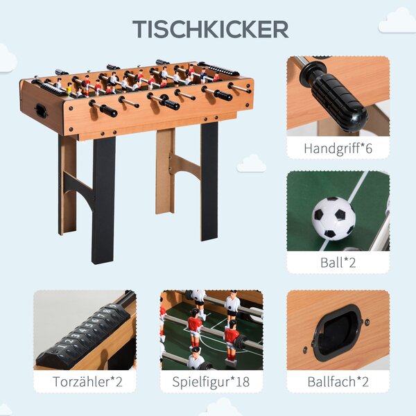 HOMCOM 4-v-1 víceúčelový hrací stůl - fotbal, hokej, stolní tenis a kulečník, 92 x 78 x 80 cm | Aosom