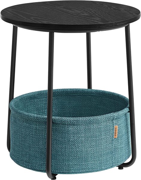 VASAGLE Příruční stolek - černá/tyrkysová - 45x50x45 cm