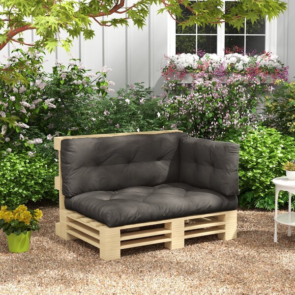 Outsunny Polštář na Lavici pro 3 Osoby 120cm x 80cm x 12cm s UV Ochrannou - Voděodolný Polštář pro Zahradní Lavici a Balkon, Tmavě Šedý | Aosom