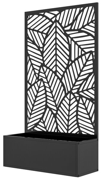 Zvýšený vkusný truhlík Outsunny, kovová květinová bedna na zeď, zahradní treláž 61 x 23 x 113 cm pro zahradu, balkon, terasu, květináč na popínavé ros