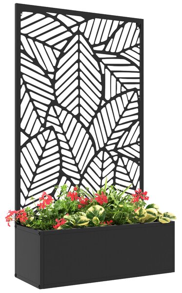 Zvýšený vkusný truhlík Outsunny, kovová květinová bedna na zeď, zahradní treláž 61 x 23 x 113 cm pro zahradu, balkon, terasu, květináč na popínavé ros
