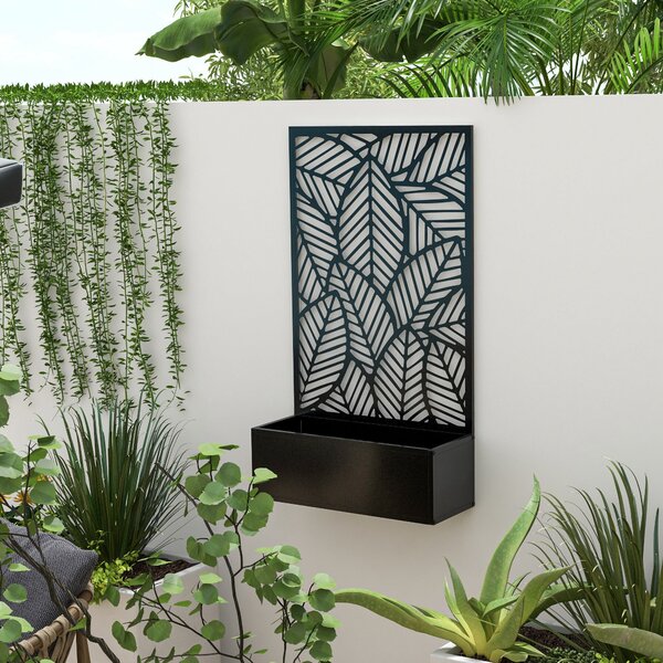 Zvýšený vkusný truhlík Outsunny, kovová květinová bedna na zeď, zahradní treláž 61 x 23 x 113 cm pro zahradu, balkon, terasu, květináč na popínavé ros