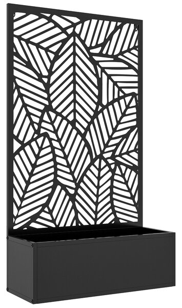 Zvýšený vkusný truhlík Outsunny, kovová květinová bedna na zeď, zahradní treláž 61 x 23 x 113 cm pro zahradu, balkon, terasu, květináč na popínavé ros