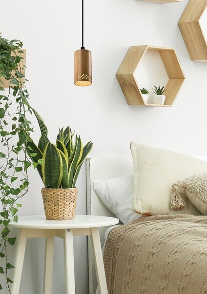 Candellux Tubo závěsné svítidlo 1x25 W černá-dřevo 31-78568