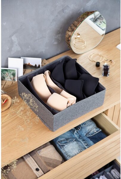 Šedý organizér do zásuvky s přihrádkami Bigso Box of Sweden Drawer, 29 x 11 cm