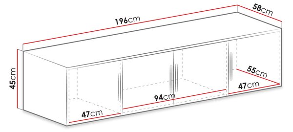 Šatní skříň 196 cm se zrcadlem a nástavbou OFELIA D4 - dub sonoma