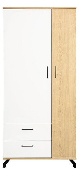 Kombinovaná šatní skříň 90 cm HETTA - dub / bílá