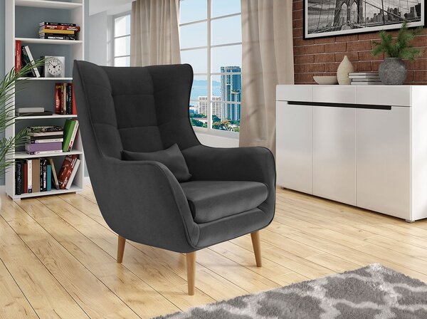 Designové křeslo ušák LEVI - tmavé šedé