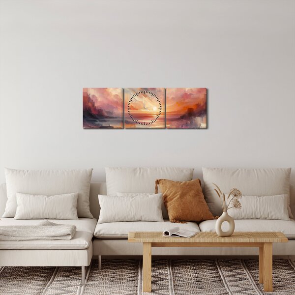 Obraz - Malované červánky (s hodinami) (90x30 cm)