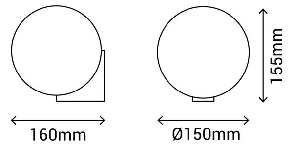 Černé nástěnné svítidlo SULION Obi, ø 15 cm