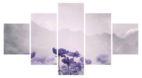 Obraz - Fialové květy v horách (125x70 cm)