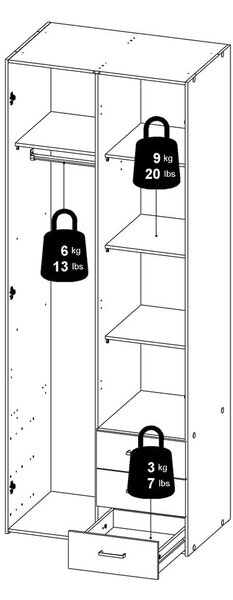 Bílá šatní skříň 78x200 cm Space – Tvilum