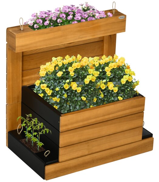 Zvýšený záhon Outsunny, dřevěná květináč s automatickým zavlažovacím systémem, 79,5 x 49,5 x 80 cm | Aosom
