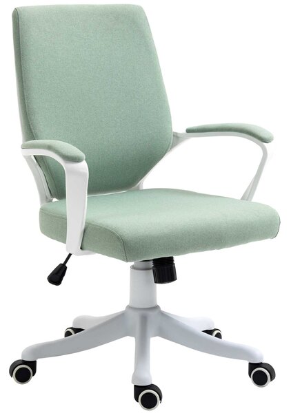 Vinsetto kancelářská židle s rocking funkcí, výškově nastavitelná, silně polstrovaná, ergonomická, 360° otočná kola, polyester, nylon, PP, Zelená + Bí