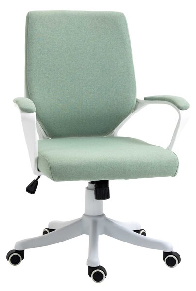 Vinsetto kancelářská židle s rocking funkcí, výškově nastavitelná, silně polstrovaná, ergonomická, 360° otočná kola, polyester, nylon, PP, Zelená + Bí