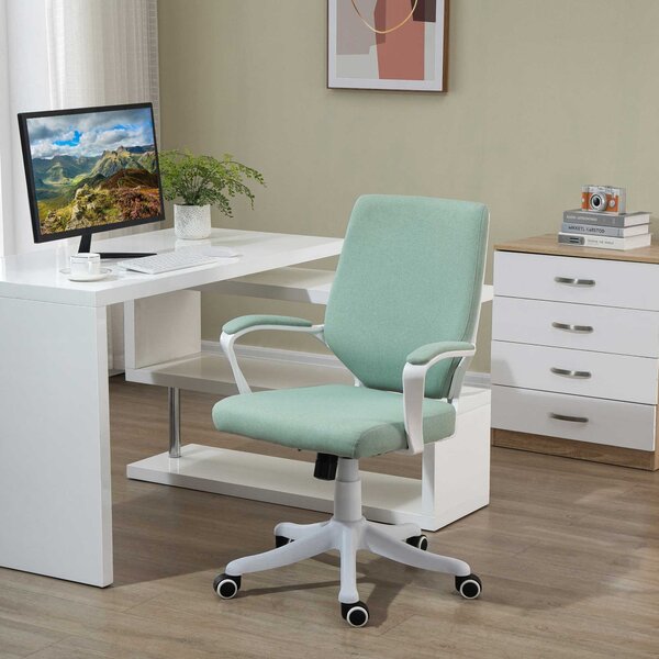 Vinsetto kancelářská židle s rocking funkcí, výškově nastavitelná, silně polstrovaná, ergonomická, 360° otočná kola, polyester, nylon, PP, Zelená + Bí