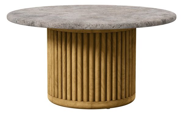 Tribu Odkládací stolek Otto, Tribu, kulatý 60x32 cm, rám teak, deska keramika dekor scisto